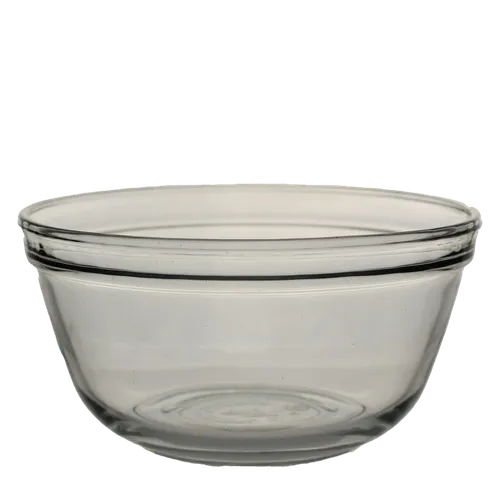 Clear Glass Mixing Bowl With Ribbed Lip