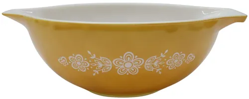 Butterfly Gold Mixing Bowl With White Flowers - Large