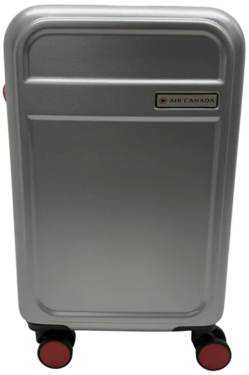 Matte Silver & Red Hard Carry On Rolling Suitcase