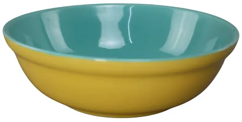 Yellow & Turquoise Ceramic Serving Bowl - Large