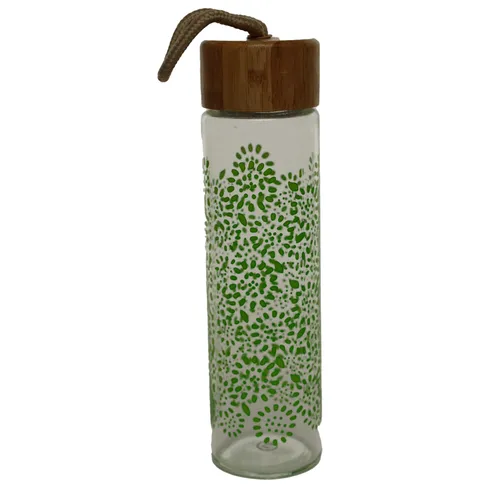 Green Plant Sunburst On Clear Glass Water Bottle