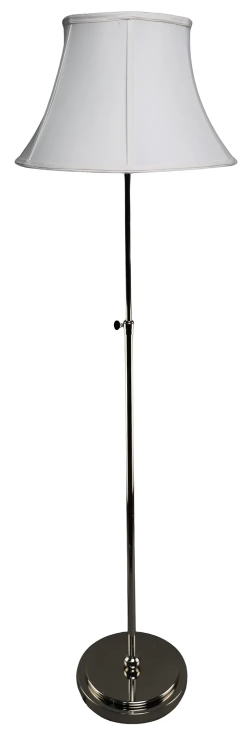 Silver Adjustable Floor Lamp With White Shade