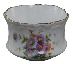 White & Gold With Flowers Porcelain Sugar Vessel