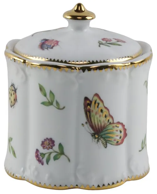 Porcelain Butterfly Sugar Bowl With Lid