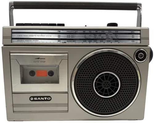 Vintage Silver Cassette Tape Ghettoblaster
