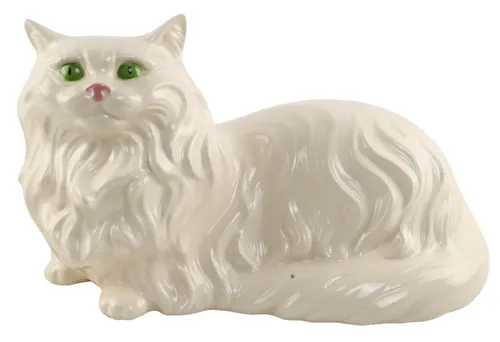 White Ceramic Persian Cat Statue