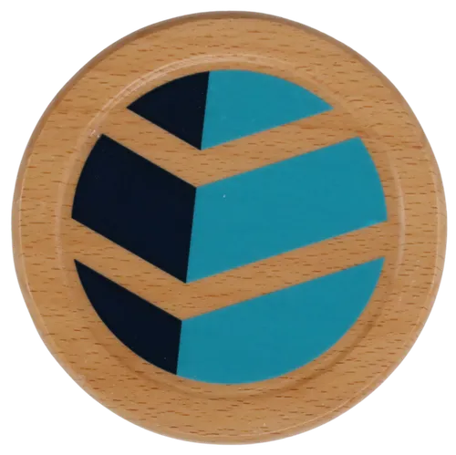 Wood Coaster With Blue Chevron Pattern