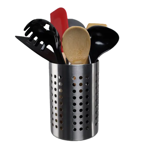 Perforated Stainless Steel Utensil Holder With 7 Utensils