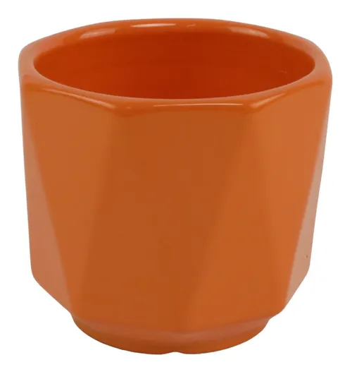 Orange Ceramic Triangular Pattern Plant Pot - Small