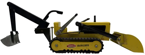 Vintage Yellow Metal Trencher Construction Truck