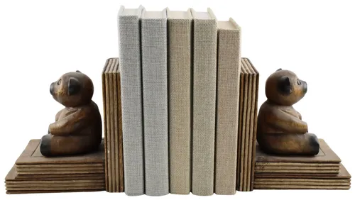 Brown Bear Wood Bookend Set