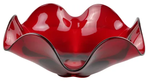 Red Ruffle Glass Decorative Bowl
