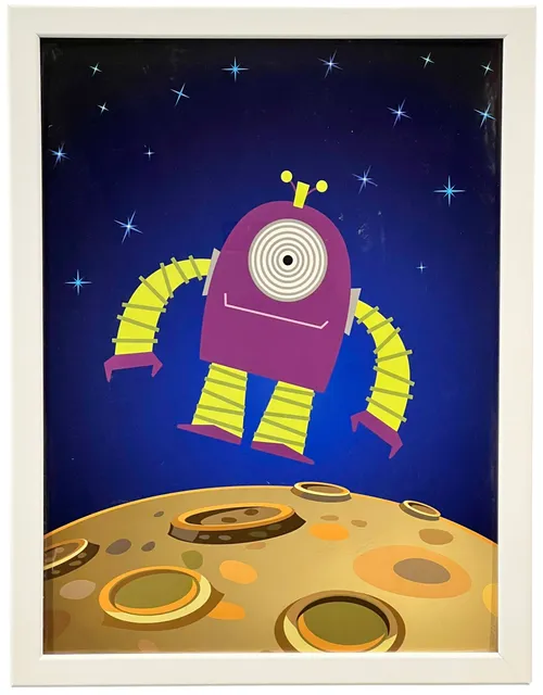 Purple Cyclops Robot In White Frame