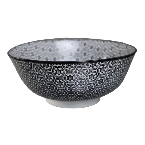 Black Hex Serving Bowl With Black Rim