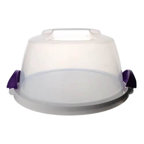 Clear Dome Cake Server With Purple Handles