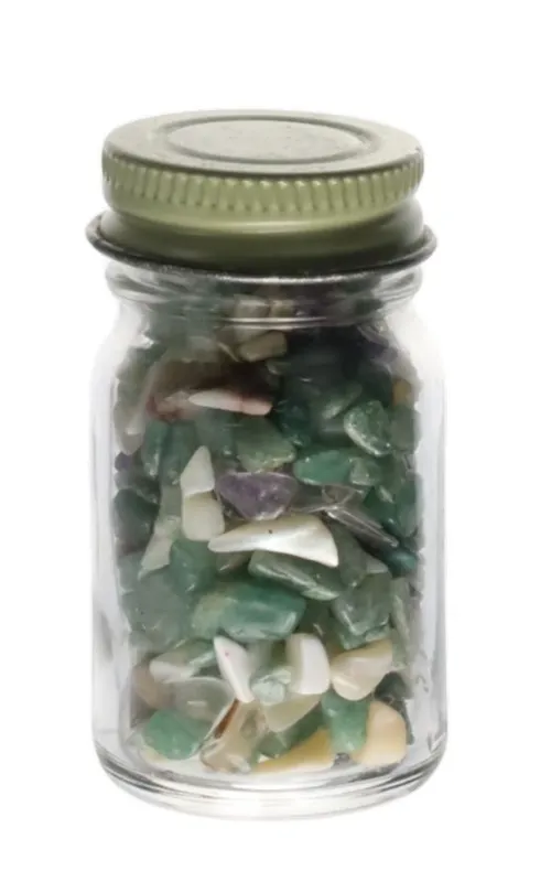 Clear Glass Jar With Assorted Crystal Chips - A