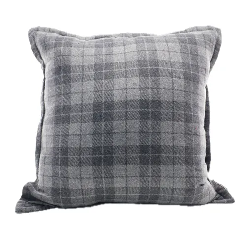 Grey & Charcoal Plaid Throw Pillow