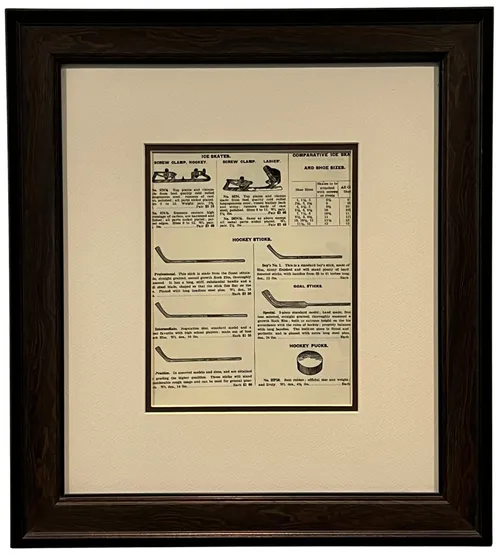 Hockey Illustration In Wood Frame
