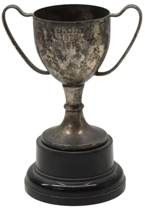 Vintage Miniature Trophy Cup On Black Base - I