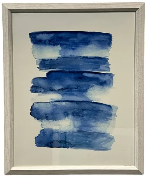 Blue Brushstrokes In White Frame