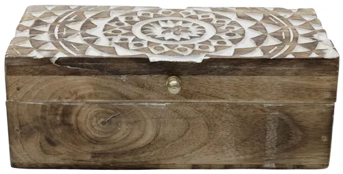 Carved Wood Patterned Whitewash Box