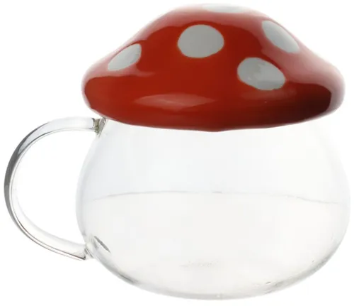 Clear Glass Mug With Ceramic Mushroom Lid