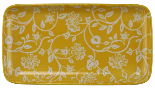Yellow Floral Ceramic Serving Platter