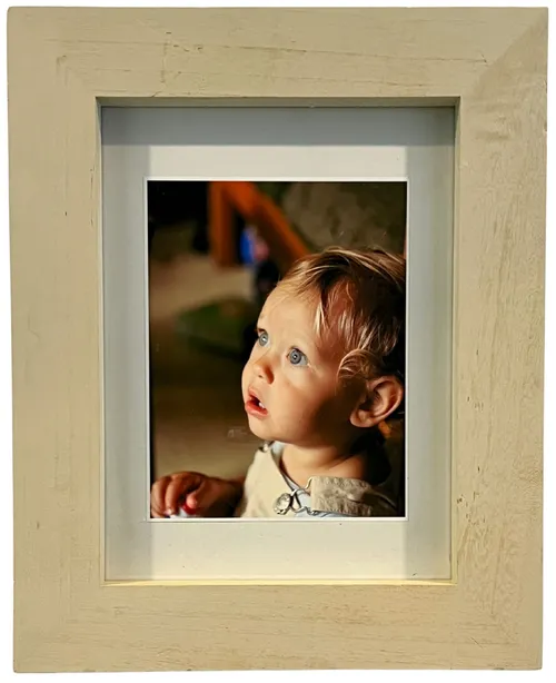 Wide Eye Boy In Wood Frame