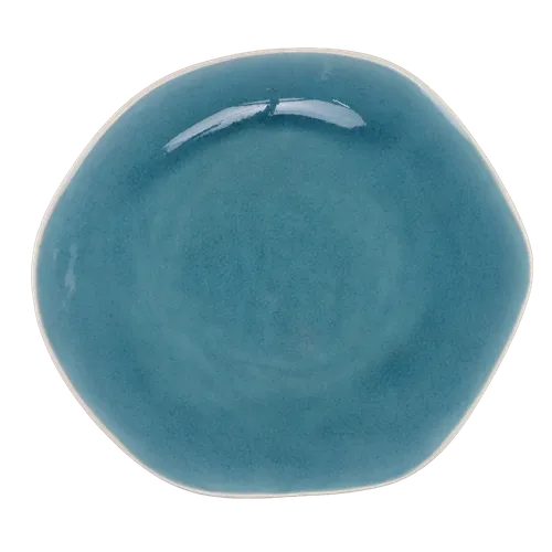 Peacock Blue Crackle With White Rim Side Plate