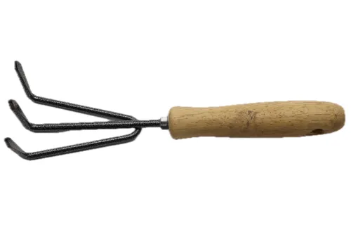 Wood Handle Three Prong Hand Garden Rake
