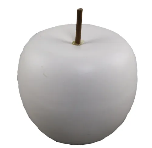 Matte White Ceramic Apple With Stem
