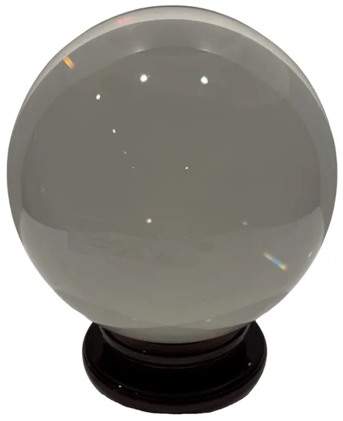 Large Crystal Ball On Rotating Wood Stand