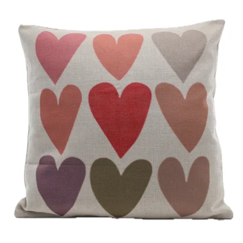 Multicolour Heart Moods With Beige Back Throw Pillow