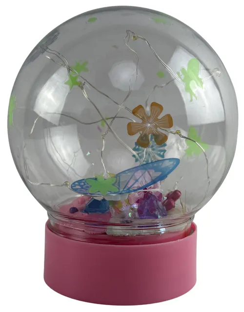 Butterfly Fairy Lights In Dome On Pink Base