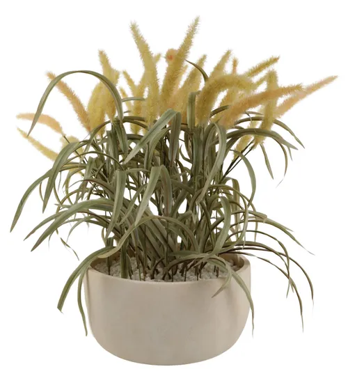 Artificial Grass In White Ceramic Pot