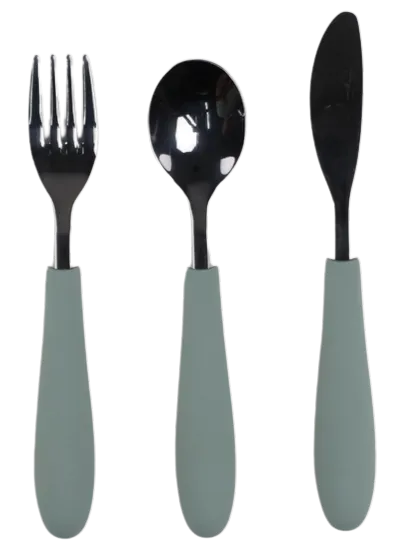 Kids Light Green & Stainless 3pc Cutlery Set