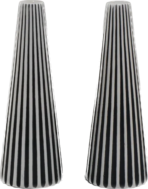 White & Black Stripe Salt & Pepper Set