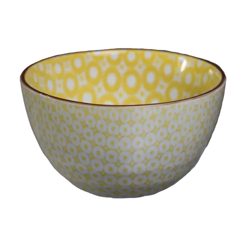 Yellow Donuts On White Small Bowl
