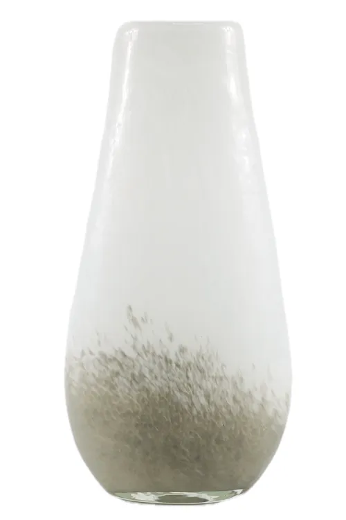 White Glass & Grey Fleck Vase