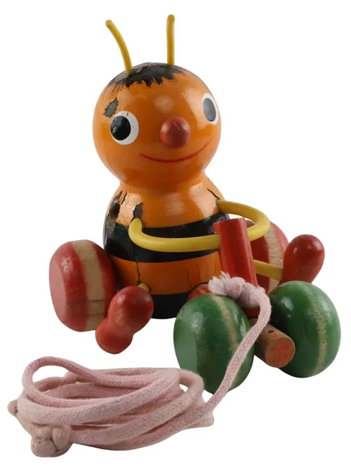 Vintage Wood Bee Pull Along