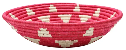 Raspberry Red & White Triangle Woven Bowl
