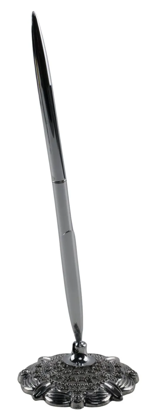 Silver Pen With Ornate Metal Holder