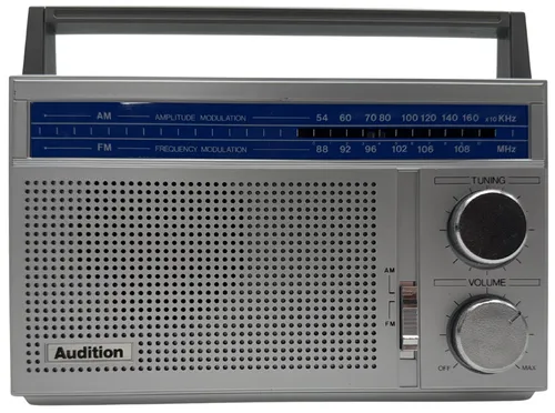 Vintage Silver & Blue Transistor Radio