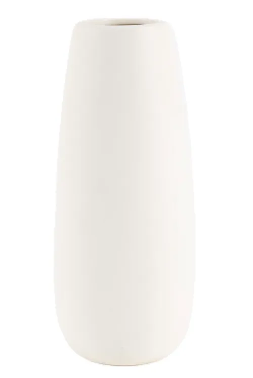 Matte White Ceramic Elongated Egg Vase 