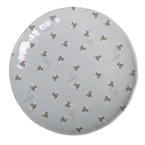 Light Blue Busy Bees Melamine Dinner Plate