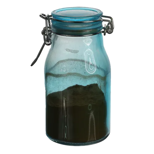 Clear Blue Glass Jar Containing Spices