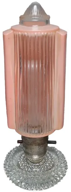 Vintage Pink Ribbed Glass Vanity Table Lamp