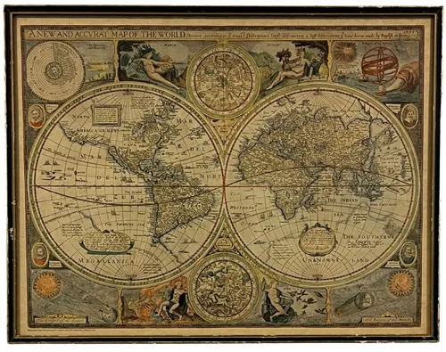 Map Of The World In Wood Frame