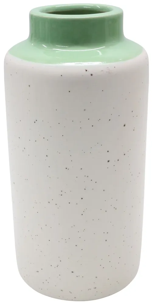Green & Beige Ceramic Flecked Vase