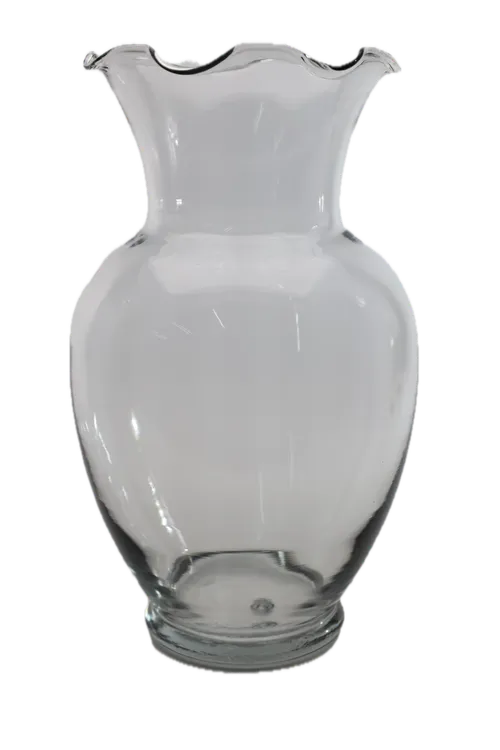 Petal Edged Clear Glass Vase